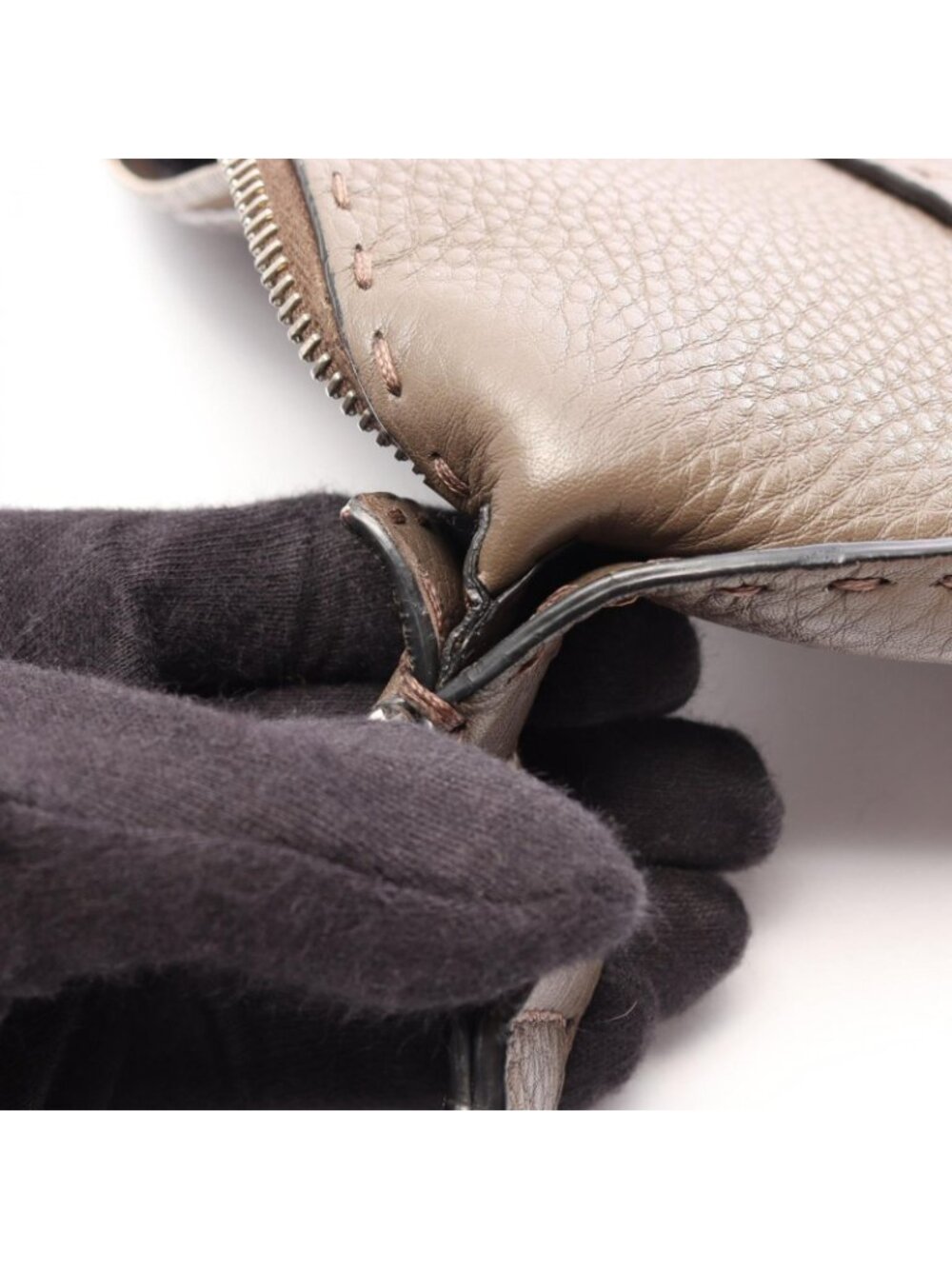 Fendi Shoulder Bag Selleria Gray Leather - Picture 8 of 8